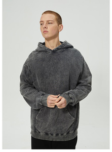 Meilleure vente Vintage décontracté coton lourd goutte épaule 420 Gsm sweat grande taille lavage à l'acide sweat à capuche pour hommes - Product Image 3