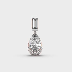 Pendentif en diamant taille poire avec accent émeraude en or jaune/blanc et or rose 9 carats - Product Image 1