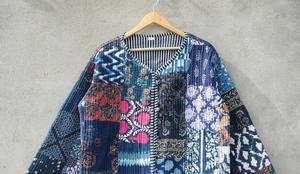 Veste en jersey de coton matelassée réversible, écologique, respirante, à motifs floraux, boutonnée, faite à la main en Inde, pour femmes, toutes saisons - Product Image 3