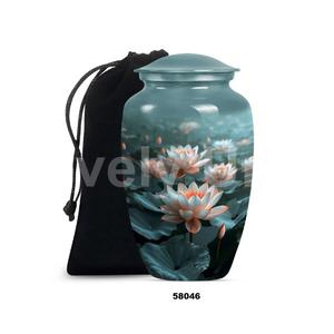 Urna Funeraria de Aluminio Grande con Flores Hermosas para Cenizas Humanas, Urna Decorativa de Aluminio con Bolsa de Terciopelo Gratis - Product Image 6