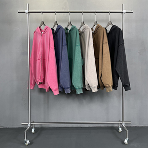 Streetwear 450GSM Heavyweight Acid Wash Hoodie Vintage doble cremallera Oversized Custom LOGO Hoodie para hombres - Product Image 1