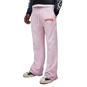 Wholesale Streetwear sunfade Washed heavyweight custom embroidered logo Men's Pants oversized Jogger flared Sweatpants for Man - Product Image 1