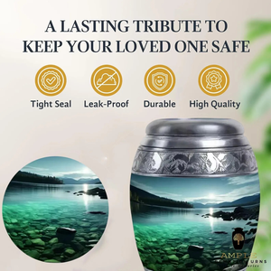 Urne commémorative en aluminium fabriquée à la main Urnes funéraires en métal avec revêtement Meena Large (220 Cu In) et souvenir - Product Image 3