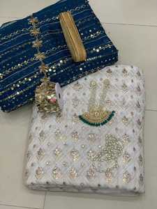 Ssumaira lujo puro indio Jamawar Banarsi camisa pantalón listo para usar Dupatta 3 piezas cosido señoras Anarkali trajes ropa Formal - Product Image 3