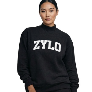 Sweat-shirt surdimensionné pour femme à col montant, personnalisable, en coton épais, chaud, doublure polaire brossée, coupe décontractée et ample, idéal pour l'hiver - Product Image 1
