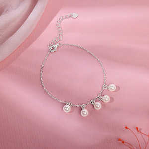 Pulsera de plata de cinco hebras de perlas - Product Image 3