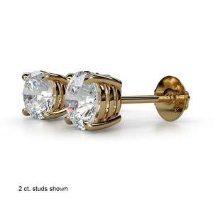 Children's White Gold Rose Gold 4 Prong Three Rail <b>Set</b> Trendy 2 Ct Moissanite Diamond <b>Stud</b> <b>Earrings</b> for Wedding Anniversary - Product Image 1