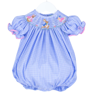 OEM ODM diseño personalizable lindo Día de Pascua Smocked vestido para niñas con conejo encaje bambú al por mayor de Vietnam - Product Image 1
