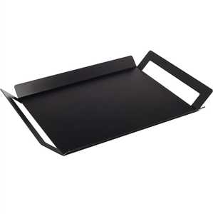 Plateau de service rectangulaire en métal noir de qualité industrielle, design admirable VISHAL HANDICRAFT, avec poignées, revêtement en poudre. - Product Image 2