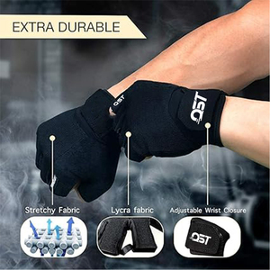 Premium Nylon Half Finger <b>Weightlifting</b> Gloves Padded Palm Wrist Support Breathable Gym Training Heavy Lifting Custom Logo Bulk - Product Image 6