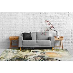 Tapis imprimé graffiti avec des enfants à vélo : doux, moderne, luxueux, personnalisé, tapis en velours de luxe - Product Image 3