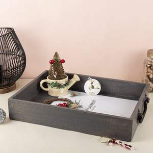 Plateau en bois fait main avec poignées en métal plateau de service décoratif pour le petit déjeuner au lit café fête taille personnalisée couleur bois naturel - Product Image 5