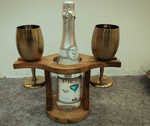 Casier à vin debout pour bar et restaurants Organisateur de stockage de vin de comptoir en bois avec porte-bouteille pour une utilisation sur table - Product Image 6