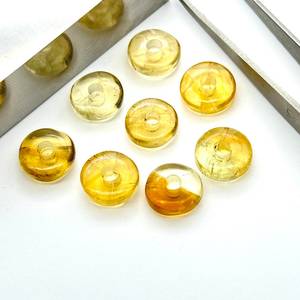 Cuentas Sueltas de Citrino Talladas a Mano en Forma de Donut de 12 mm para Joyería - Product Image 2