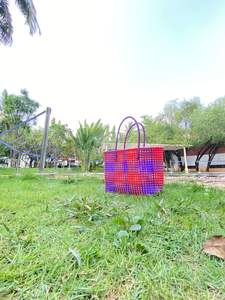 Bolsas de compras de telar manual de plástico a rayas tejidas de PP de nailon reciclado Bolsas de mercado ecológicas reutilizables de India-Venta al por mayor - Product Image 4