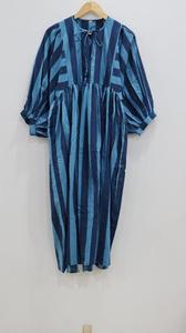 Haute qualité bleu marine rayé robe mi-longue Silhouette ample taille naturelle Floral col profond fermeture à cordes pour l'été décontracté - Product Image 5