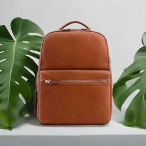 Unisex Genuine Leather <b>Backpack</b> 15 Inches Softback Zipper Closure Minimalist Style Day <b>Backpack</b> Durable 20-36L Capacity - Product Image 1