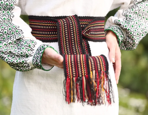 Handmade Ukrainian Woven <b>Belt</b> Long Black Ribbon Bohemian Ethnic Textile <b>Belt</b> for Men & Women - Product Image 5