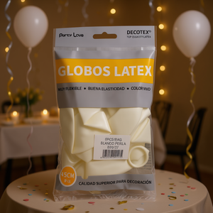 Decotex Latex <b>Balloons</b> 45Cm <b>White</b> Perla 6Pcs Bag Party Decoration - Product Image 3