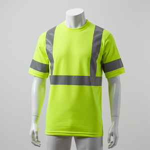 Polo de sécurité pour travailleurs de la construction haute visibilité Chemise de travail de protection en polyester industriel Caractéristiques fluorescentes - Product Image 2