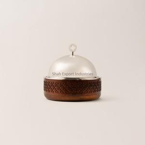 Pots standard pour mariage couvercle en métal poli argenté utilisé buffet de service en bois hôtels chauffe-plats pot arabe - Product Image 1