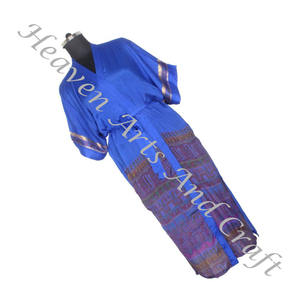 KL014 Antique Floral Soie Vintage Sari Kimono Long-Style Veste Chaude Charmant Look Style Bohème Vintage Sari Kimono Longue Veste - Product Image 4