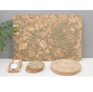 Corporate Gifting Products Set of 7 3-in-1 Veneer <b>Cork</b> <b>Bark</b> Planter Tea Light Holder & Coasters Round Tray 4 <b>Cork</b> Coasters - Product Image 6