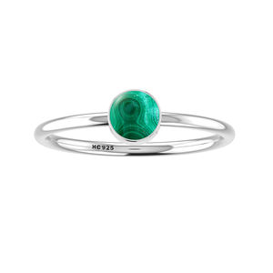 Bague empilable en argent sterling 925 de qualité supérieure, sertie d'un cabochon lisse, pierre précieuse malachite, forme poire, ovale, ronde, pour femmes, pour les fêtes - Product Image 1