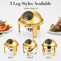 Plat à chafing dish en acier inoxydable doré 6L avec couvercle roulant, ensemble de buffet, chauffe-plats thermique pour hôtel, restaurant, traiteur, fête
