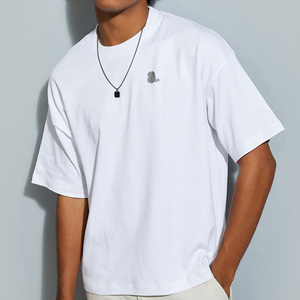 T-shirt pour homme en coton et fibre de bambou de haute qualité, couleur unie, surdimensionné, lourd, vintage, taille plus, respirant, uni - Product Image 1