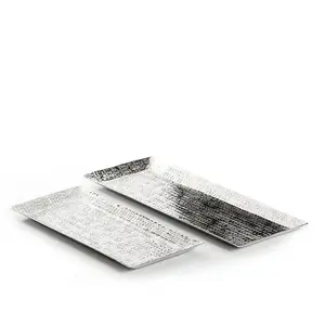 Platos para servir de Metal con diseño Art Deco niquelado, cuencos con asas, bodas, fiestas, servidor de frutas de aluminio con acabado plateado - Product Image 5