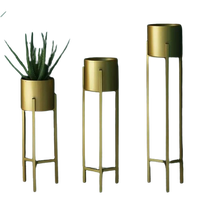 Juego de 3 Macetas Modernas Ecológicas Ligeras de Metal con Recubrimiento en Polvo, Duraderas, con Soporte, para Hogar, Jardín, Hotel, Restaurante, Sala de Estar