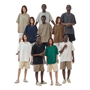 Marca de moda informal Color sólido 275G patrón camiseta manga corta 100% algodón puro camiseta suelta para hombres DDP envío - Product Image 5