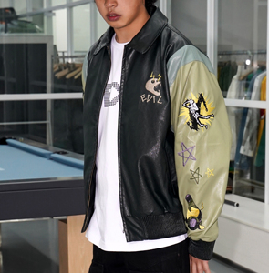 Blouson aviateur classique noir pur personnalisé vestes en cuir pour hommes veste en cuir véritable imprimée brodée vintage pour hommes - Product Image 3