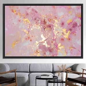 Toile d'art imprimée motif marbre rose et or : Décoration murale élégante, TOILE ENCADRÉE NOIRE - Product Image 1