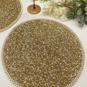 Luxury Beaded Runner and <b>Placemat</b> Set for Housewarming or Holidays Gift Ready with Colourful Finish New Arrival Table Runner - Product Image 3