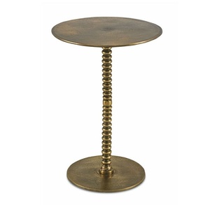 Table basse moderne en métal Aswan International MT-843, table de bar extérieure ronde en aluminium coulé doré, mobilier de luxe - Product Image 4