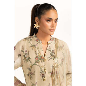Conjunto de Traje de 3 Piezas para Mujer con Estampado Munar Slub y Detalle Bordado IUSTKSD-1020 - Product Image 2