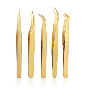 Juego de Pinzas para Pestañas Incluye 5 Pinzas de Acero Inoxidable para Extensiones de Pestañas Clásicas, Individuales y de Volumen - Product Image 1