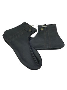 <b>Men</b> Genuine Leather Eco-Friendly Customized <b>Slipper</b> Ankle <b>Socks</b> with Cuff Zipper Closure Breathable Winter Casual Custom Logo - Product Image 2