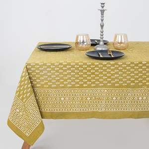 Décoration d'intérieur, design traditionnel de luxe, nappe de table en coton à motifs floraux Dabu faits à la main, couverture de table pour la décoration - Product Image 1
