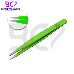 Color verde de acero inoxidable Highland calidad OEM servicio mejor proveedor totalmente personalizado hecho nuevas pinzas para cejas - Product Image 3