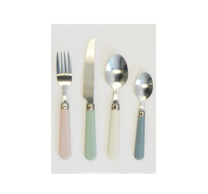 ชุดช้อนส้อมสแตนเลสพร้อมที่จับเรซินพื้นผิวเหล็กเคลือบมิเรอร์ร่วมสมัยทนทานต่อการกัดกร่อน - Product Image 2