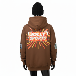 Sudadera con capucha Premium para mujer, algodón pesado, poliéster, forro polar, marrón, logotipo de transferencia de calor de gran tamaño, bordado personalizado, sudaderas básicas para mujer - Product Image 2