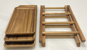 บันไดเสิร์ฟอาหาร 3 ชั้น ทำจากไม้กระถินเทศ สำหรับงานปิกนิก - Product Image 2