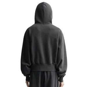 Sweat à capuche femme haute qualité 100% coton fermeture éclair complète sport Fitness sweat pour automne hiver Style décontracté coupe ample avant - Product Image 3