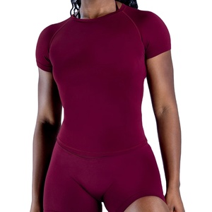 Camiseta Deportiva para Mujer, Alta Elasticidad, para Yoga, Entrenamiento, Color Puro, Secado Rápido, para Correr, Ejercicio, Fitness, Ropa Deportiva Ajustada - Product Image 2