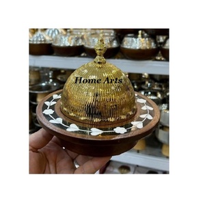 Aluminum And Wood Nuts Server Customized Size Round Shape Chocolates Server From Manufacturer In India - Product Image 2