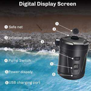 Bomba <span class=keywords><strong>de</strong></span> aire eléctrica con luz LED, inflador <span class=keywords><strong>de</strong></span> compresor <span class=keywords><strong>de</strong></span> aire inalámbrico portátil/bombas desinfladoras para cojines inflables, anillo <span class=keywords><strong>de</strong></span> natación para barcos - Product Image 3