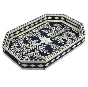 Plateau de service pour gâteaux et en-cas de style luxueux avec finition en incrustation d'os, vaisselle, décoration de table, plateaux en bois, vente chaude - Product Image 4